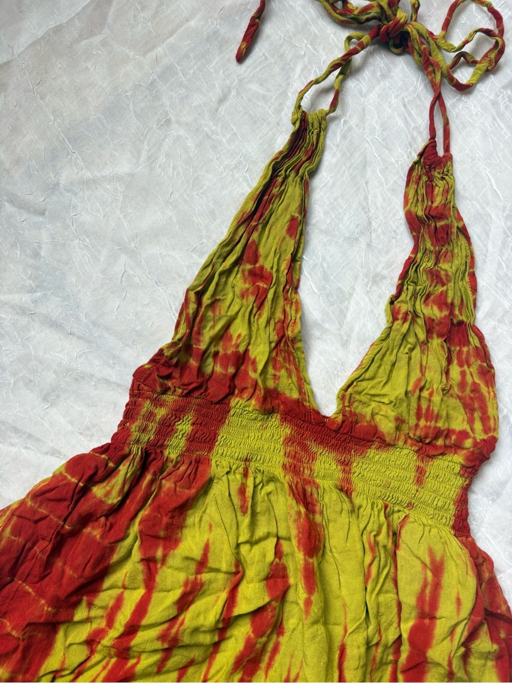 Soma Green and Red Tie-Dye Halter Top